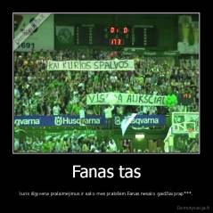 Fanas tas - kuris išgyvena pralaimėjimus ir sako mes pralošėm.Fanas nesako gaidžiai prap***.