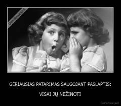 GERIAUSIAS PATARIMAS SAUGOJANT PASLAPTIS: - VISAI JŲ NEŽINOTI