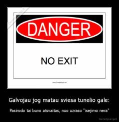 Galvojau jog matau sviesa tunelio gale: - Pasirodo tai buvo atsvaitas, nuo uzraso "isejimo nera"
