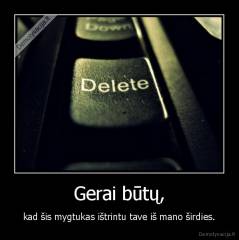 Gerai būtų, - kad šis mygtukas ištrintu tave iš mano širdies.