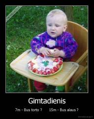 Gimtadienis - 7m - Bus torto ?      15m - Bus alaus ?