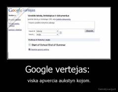 Google vertejas:  - viska apvercia aukstyn kojom.