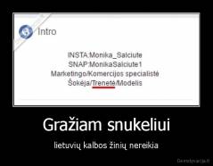 Gražiam snukeliui - lietuvių kalbos žinių nereikia