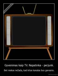 Gyvenimas kaip TV. Nepatinka - perjunk. - Bet niekas nežada, kad kitas kanalas bus geresnis.