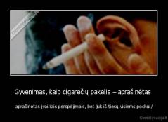 Gyvenimas, kaip cigarečių pakelis – aprašinėtas  - aprašinėtas įvairiais perspėjimais, bet juk iš tiesų visiems pochui/