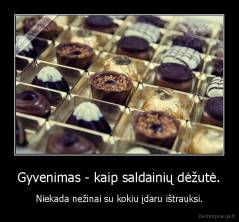 Gyvenimas - kaip saldainių dėžutė. - Niekada nežinai su kokiu įdaru ištrauksi.