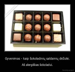 Gyvenimas - kaip šokoladinių saldainių dėžutė. - Aš alergiškas šokoladui.