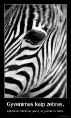 Gyvenimas kaip zebras, - nežinai ar baltas su juodu, ar juodas su baltu.