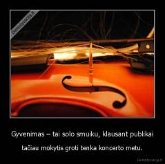 Gyvenimas – tai solo smuiku, klausant publikai - tačiau mokytis groti tenka koncerto metu.