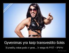 Gyvenimas yra kaip transvestito šokis - Iš pradžių viskas gražu ir gerai... Ir staiga tik PYST – B*b*s!