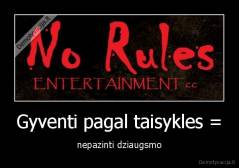 Gyventi pagal taisykles = - nepazinti dziaugsmo