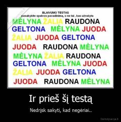Ir prieš šį testą - Nedrįsk sakyti, kad negėriai..
