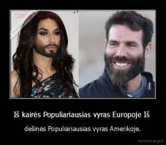 Iš kairės Populiariausias vyras Europoje Iš  - dešinės Populiariausias vyras Amerikoje.