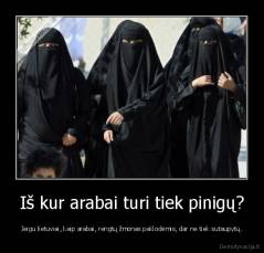 Iš kur arabai turi tiek pinigų? - Jeigu lietuviai, kaip arabai, rengtų žmonas paklodėmis, dar ne tiek sutaupytų.