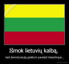Išmok lietuvių kalbą,  - kad demotyvaciją galėtum parašyti taisyklingai..