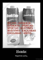 Išvada: - Negerkite sulčių.