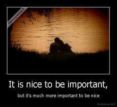It is nice to be important, - but it's much more important to be nice