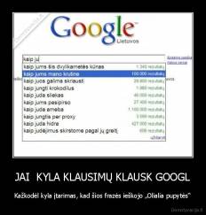 JAI  KYLA KLAUSIMŲ KLAUSK GOOGL - Kažkodėl kyla įtarimas, kad šios frazės ieškojo „Olialia pupytės“
