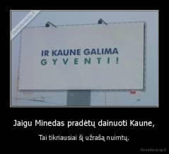 Jaigu Minedas pradėtų dainuoti Kaune, - Tai tikriausiai šį užrašą nuimtų.