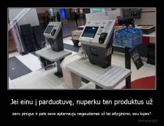 Jei einu į parduotuvę, nuperku ten produktus už - savo pinigus ir pats save aptarnauju negaudamas už tai atlyginimo, esu lopas?