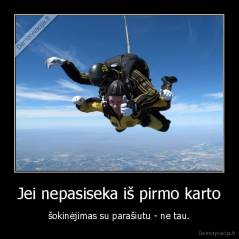 Jei nepasiseka iš pirmo karto - šokinėjimas su parašiutu - ne tau.