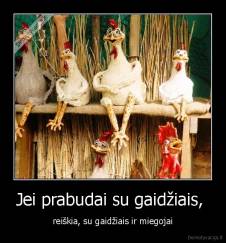 Jei prabudai su gaidžiais,  - reiškia, su gaidžiais ir miegojai