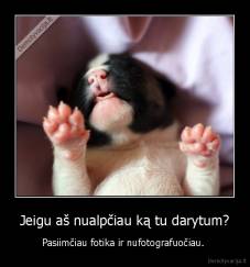 Jeigu aš nualpčiau ką tu darytum? - Pasiimčiau fotika ir nufotografuočiau. 