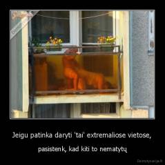 Jeigu patinka daryti 'tai' extremaliose vietose, - pasistenk, kad kiti to nematytų