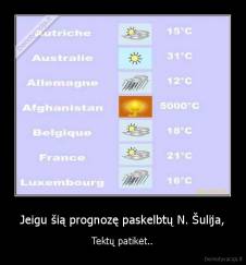 Jeigu šią prognozę paskelbtų N. Šulija, - Tektų patikėt..