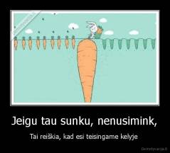 Jeigu tau sunku, nenusimink, - Tai reiškia, kad esi teisingame kelyje 