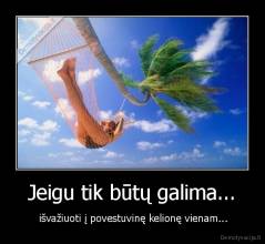 Jeigu tik būtų galima... -  išvažiuoti į povestuvinę kelionę vienam...