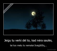 Jeigu tu verki dėl to, kad nėra saulės, - tai tuo metu tu nematai žvaigždžių...