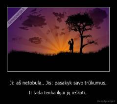 Ji: aš netobula.. Jis: pasakyk savo trūkumus. - Ir tada tenka ilgai jų ieškoti..