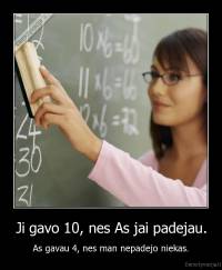 Ji gavo 10, nes As jai padejau. - As gavau 4, nes man nepadejo niekas.