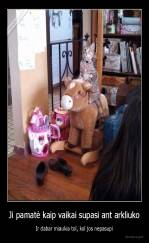 Ji pamatė kaip vaikai supasi ant arkliuko - Ir dabar miaukia tol, kol jos nepasupi