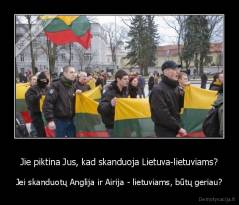 Jie piktina Jus, kad skanduoja Lietuva-lietuviams? - Jei skanduotų Anglija ir Airija - lietuviams, būtų geriau?