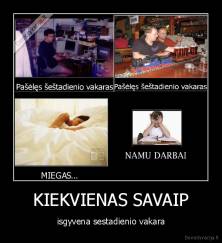 KIEKVIENAS SAVAIP - isgyvena sestadienio vakara