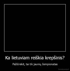 Ka lietuviam reiškia krepšinis? - Pažiūrėkit, tai tik jaunių čempionatas