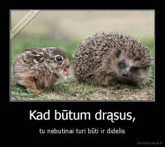 Kad būtum drąsus, - tu nebutinai turi būti ir didelis