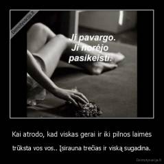 Kai atrodo, kad viskas gerai ir iki pilnos laimės - trūksta vos vos.. Įsirauna trečias ir viską sugadina.