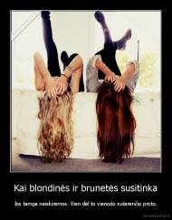 Kai blondinės ir brunetės susitinka - Jos tampa neiskiremos. Vien dėl to vienodo sutarenčio proto.