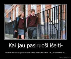 Kai jau pasiruoši išeiti- - mama butinai sugalvos neatidėliotina darba kad tik tave suerzintu...