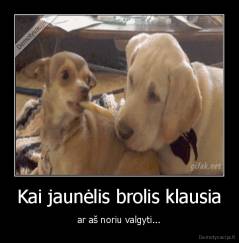 Kai jaunėlis brolis klausia - ar aš noriu valgyti...