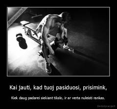 Kai jauti, kad tuoj pasiduosi, prisimink, - Kiek daug padarei siekiant tikslo, ir ar verta nuleisti rankas.