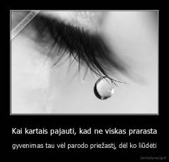 Kai kartais pajauti, kad ne viskas prarasta - gyvenimas tau vėl parodo priežastį, dėl ko liūdėti