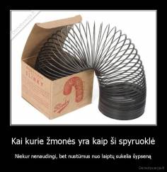 Kai kurie žmonės yra kaip ši spyruoklė - Niekur nenaudingi, bet nustūmus nuo laiptų sukelia šypseną