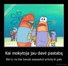 Kai mokytoja jau davė pastabą - Bet tu vis tiek bandai papasakot prikolą iki galo