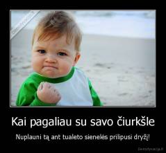 Kai pagaliau su savo čiurkšle - Nuplauni tą ant tualeto sienelės prilipusi dryžį!