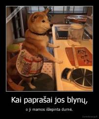 Kai paprašai jos blynų, - o ji mamos išlepinta durnė.