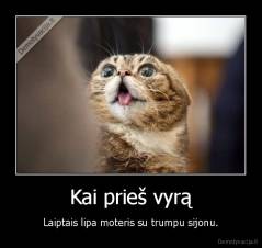 Kai prieš vyrą - Laiptais lipa moteris su trumpu sijonu.